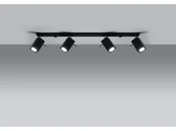 New Sollux Lighting Sollux MERIDA - Barra de 4 focos de luz negra, GU10 Negro