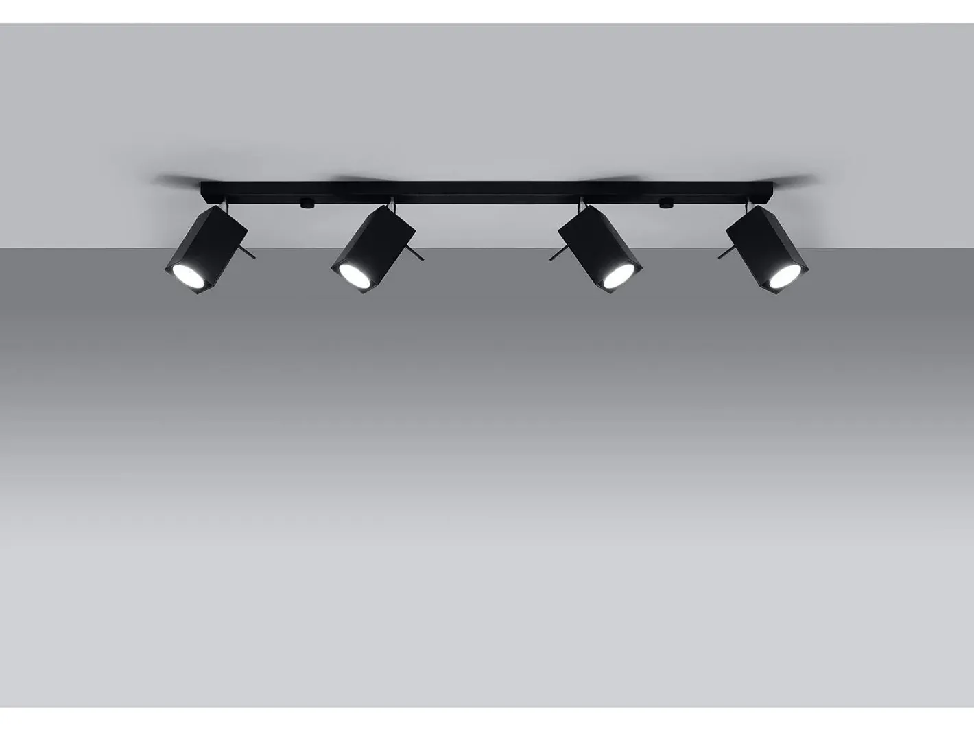 New Sollux Lighting Sollux MERIDA - Barra de 4 focos de luz negra, GU10 Negro