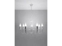 Discount Sollux Lighting Sollux MINERWA - Lámpara de araña con brazos múltiples 7 luces blanca, E14 Blanco