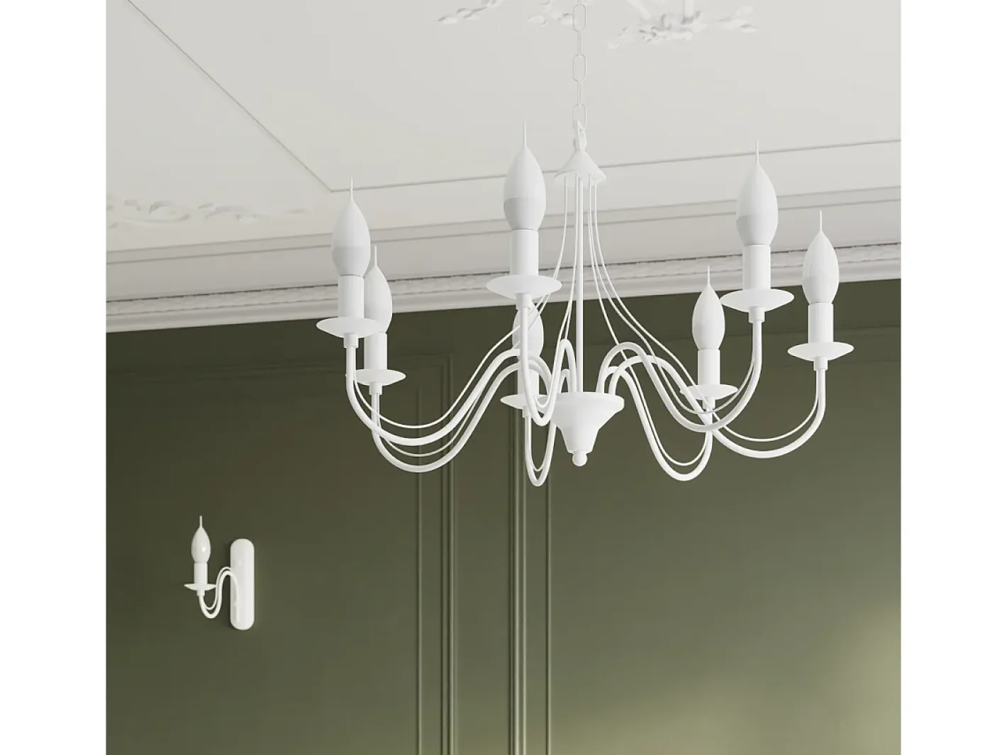 Discount Sollux Lighting Sollux MINERWA - Lámpara de araña con brazos múltiples 7 luces blanca, E14 Blanco