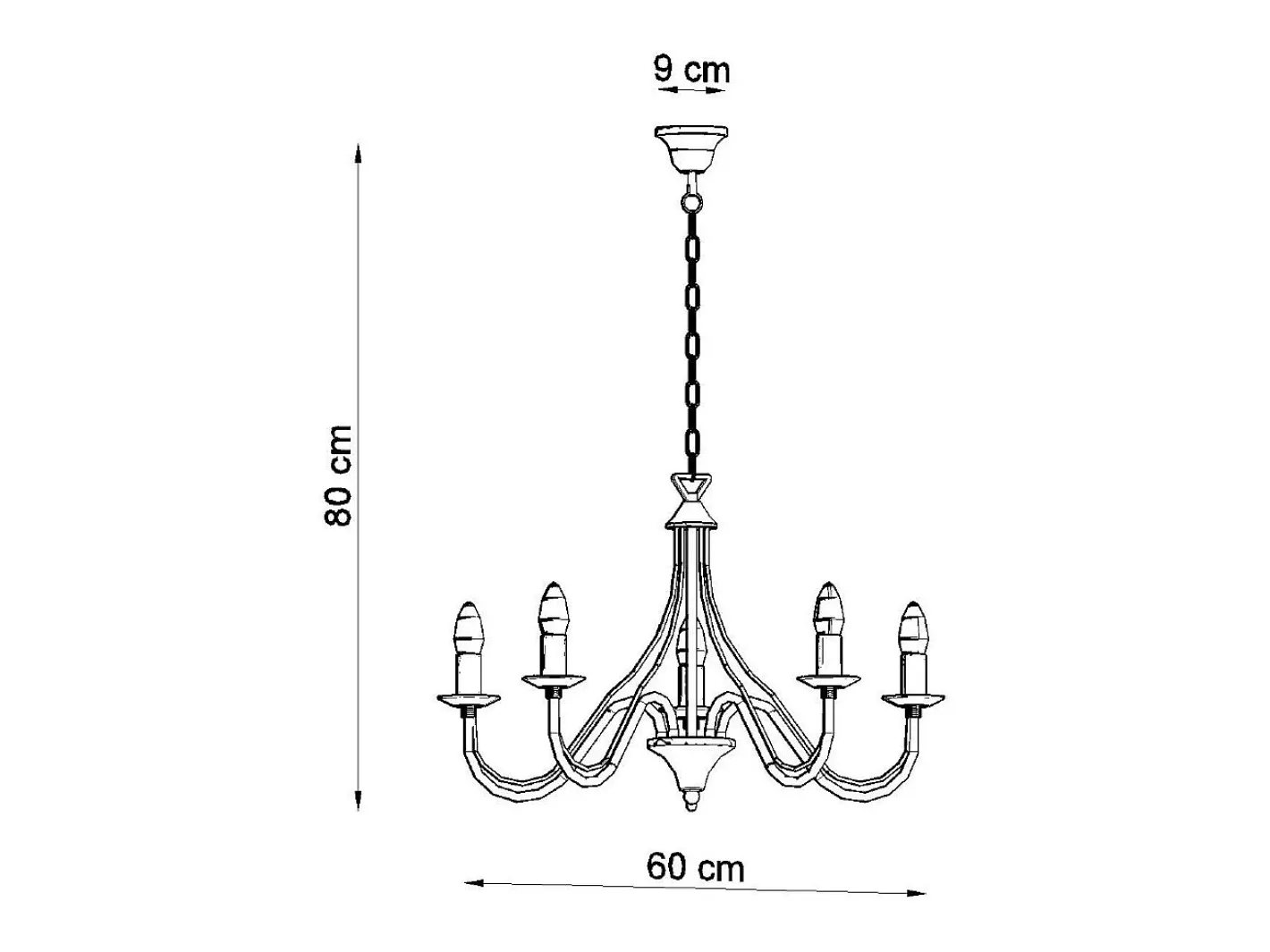 Sollux Lighting Sollux MINERWA - Lámpara de araña de 5 brazos con múltiples luces , E14 Negro Online