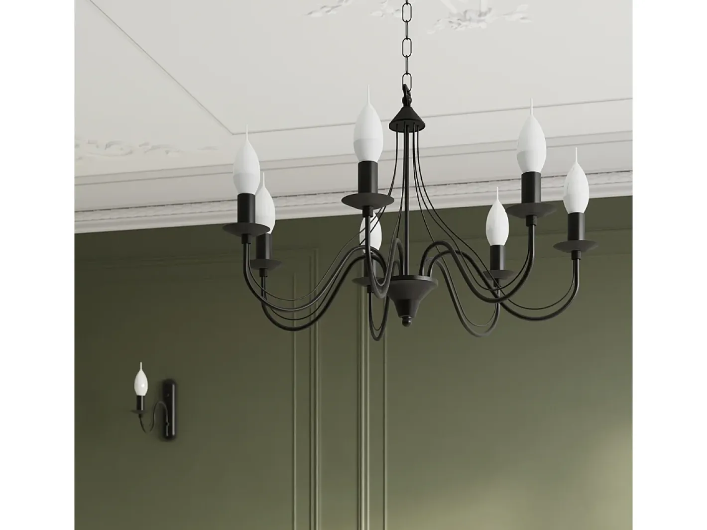 Sollux Lighting Lámpara Suspendida-Sollux MINERWA - Lámpara de araña de tres brazos con 3 luces , E14 Negro