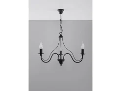 Sollux Lighting Lámpara Suspendida-Sollux MINERWA - Lámpara de araña de tres brazos con 3 luces , E14 Negro
