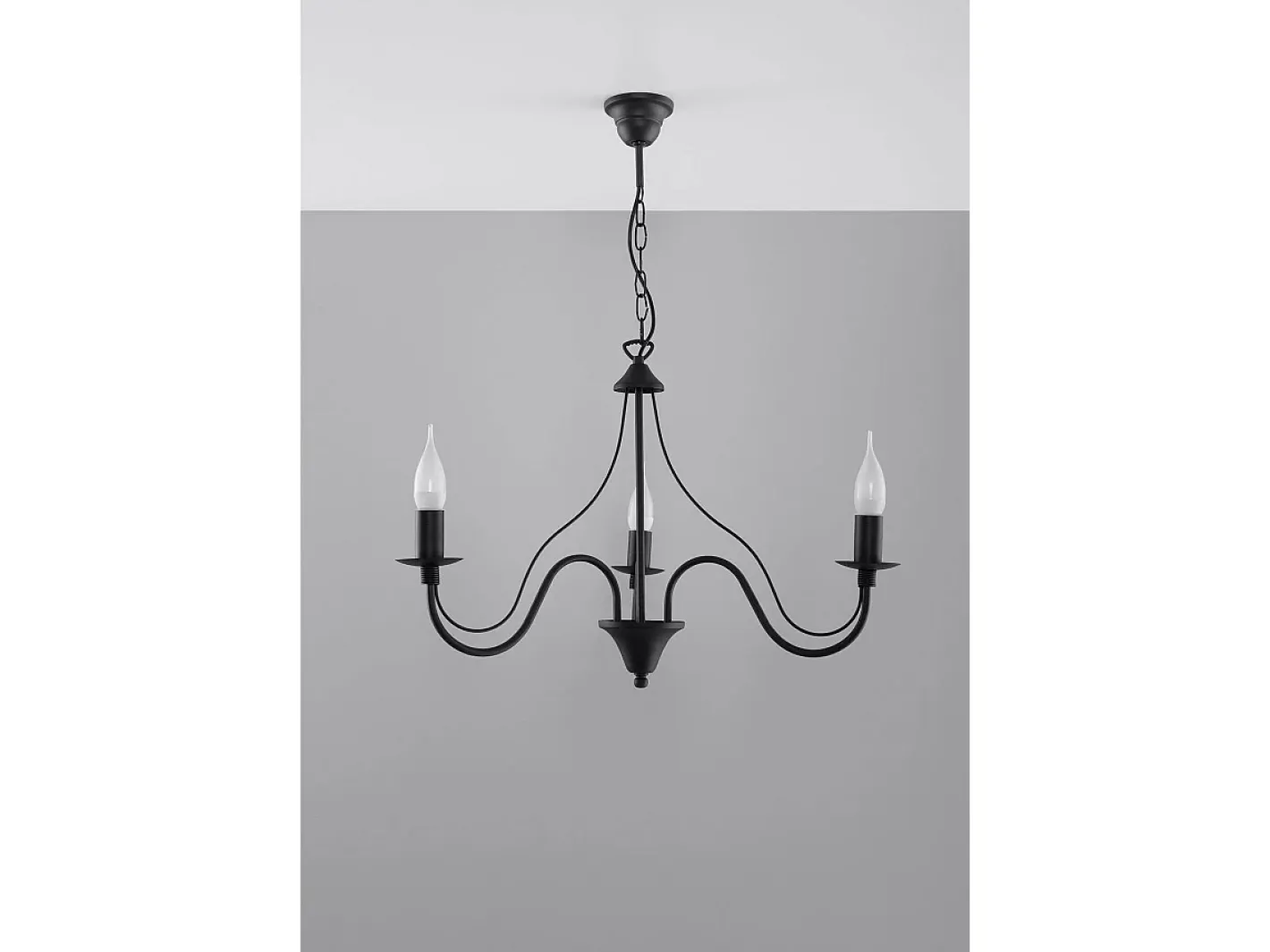 Sollux Lighting Lámpara Suspendida-Sollux MINERWA - Lámpara de araña de tres brazos con 3 luces , E14 Negro