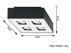 Sollux Lighting Plafón-Sollux MONO - Lámpara de techo empotrada de 4 luces en y negro, GU10 Blanco