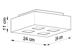 Sollux Lighting Plafón-Sollux MONO - Lámpara de techo empotrada de 4 luces en y negro, GU10 Blanco