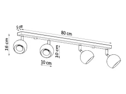 Sollux Lighting Plafón-Sollux OCULARE - Barra de 4 focos de luz negra, GU10 Negro