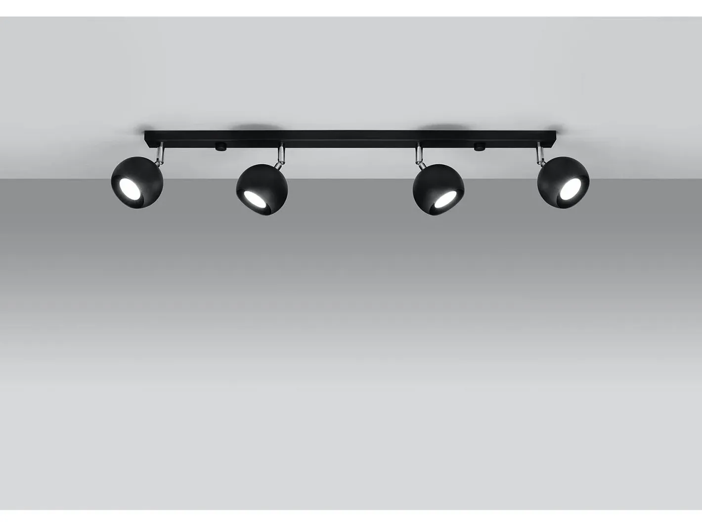 Sollux Lighting Plafón-Sollux OCULARE - Barra de 4 focos de luz negra, GU10 Negro