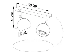 Hot Sollux Lighting Sollux OCULARE - Barra de 2 focos de luz negra, GU10 Negro