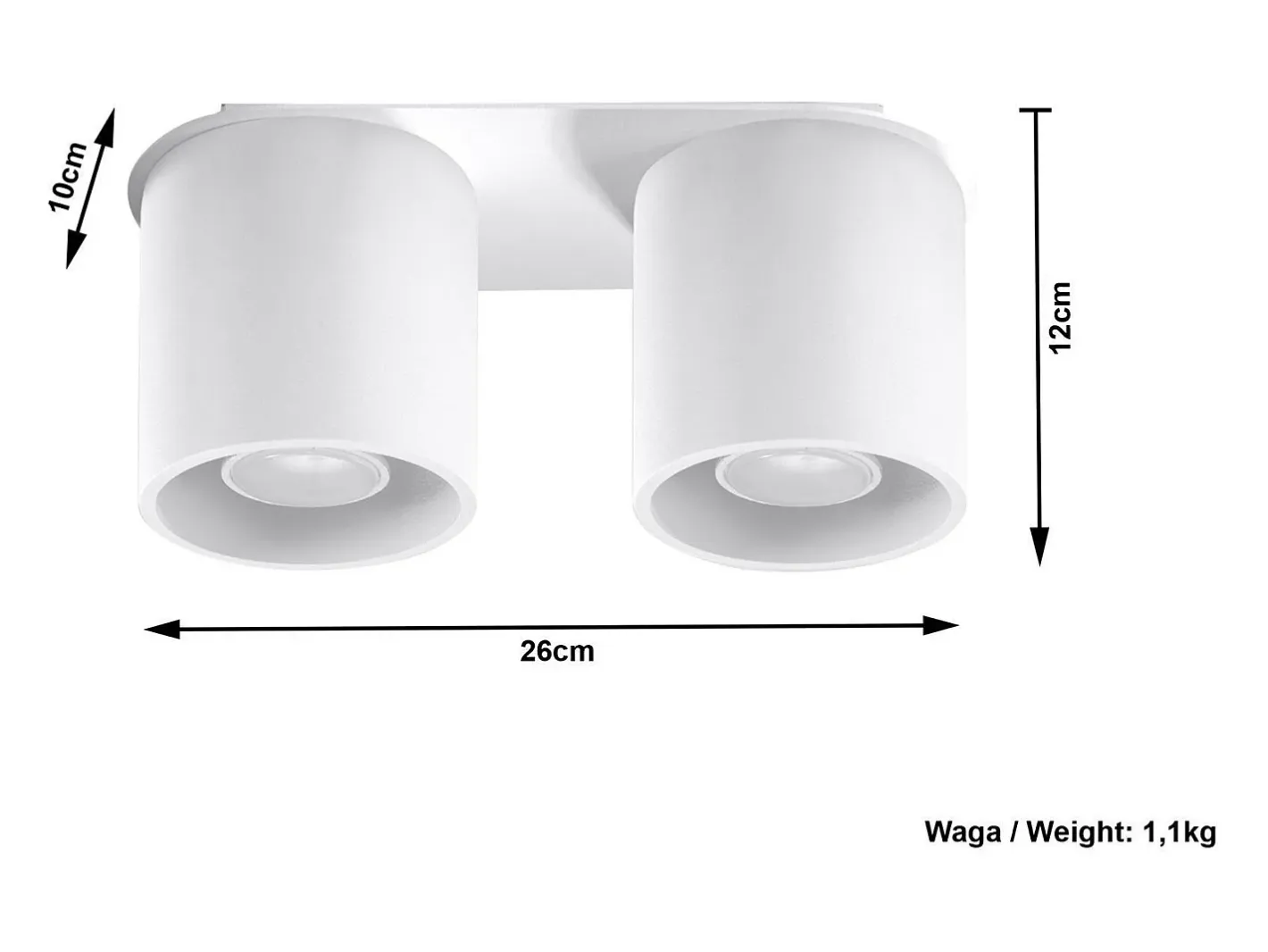 Sollux Lighting Plafón-Sollux ORBIS - 2 Downlight de superficie blanca, GU10 Blanco