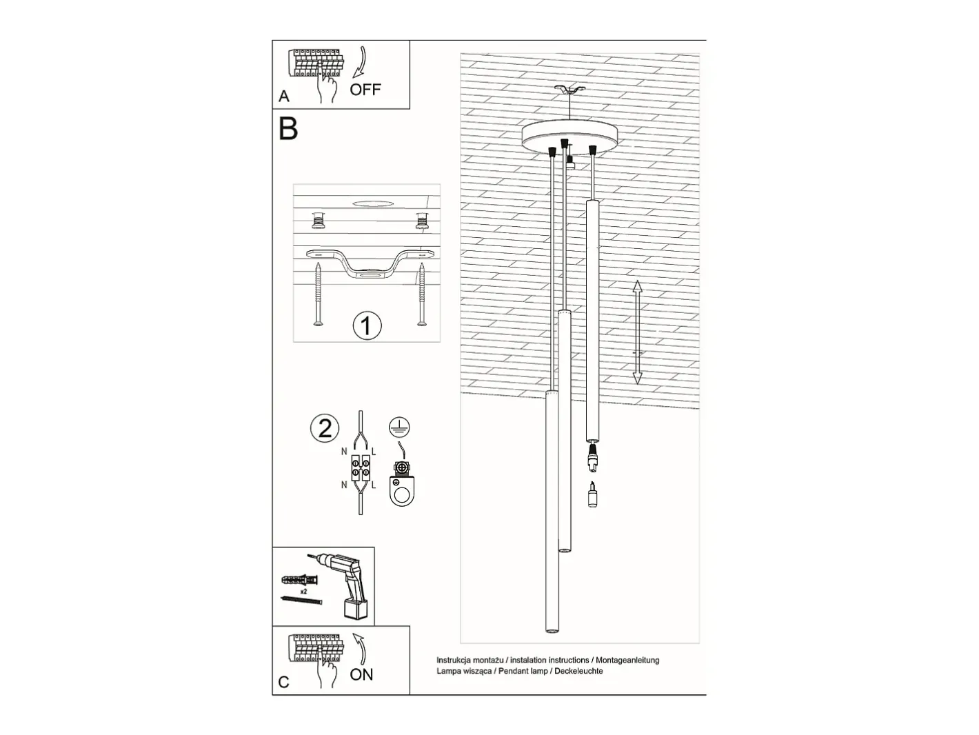 New Sollux Lighting Sollux PASTELO - Colgante colgante de 3 luces en racimo , G9 Negro