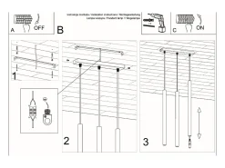 Clearance Sollux Lighting Sollux PASTELO - Lámpara colgante de barra fija con 3 luces, , G9 Blanco