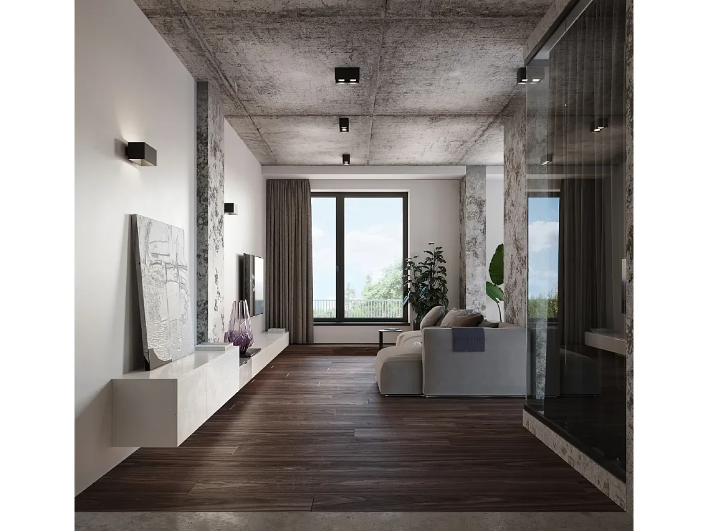 Sollux Lighting Aplique Para Pared-Sollux QUAD MAXI - 2 Light Up Down Flush Wall claro Gris