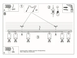 Sollux Lighting Plafón-Sollux RING - Barra de 6 focos de luz blanca, GU10 Blanco