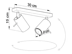 Outlet Sollux Lighting Sollux RING - Barra de 2 focos de luz , GU10 Gris