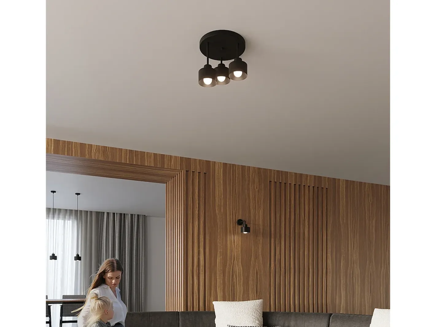 Sale Sollux Lighting Sollux Savar Lámpara de techo semiempotrable multi brazos negra Negro