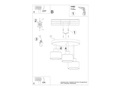 Sale Sollux Lighting Sollux Savar Lámpara de techo semiempotrable multi brazos negra Negro