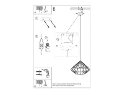 Sollux Lighting Lámpara Suspendida-Sollux UMBERTO - Lámpara colgante de techo tipo jaula con 1 luz blanca, E27 Blanco