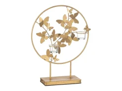 J-Line Soporte para velas de metal 35*14*46.5 cm Dorado Discount