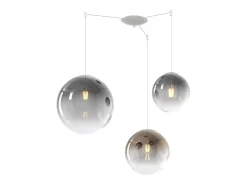New Sosp. Bianco 3 Luci Spostabile Vetri (1 Piccolo Fume'+1 Medio Bronzo+1 Grande Fume') Blanco