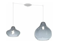 Lámpara Suspendida-Sosp. Bianco 2 Luci Spostabile Vetri (1 Piccolo + 1 Grande) Tutti Zaffiro Blanco