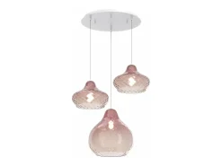 Sosp. Bianco 3 Luci Tonda Vetri (2 X Piccolo + 1 X Grande) Tutti Rubino Marru00f3n chocolate Outlet