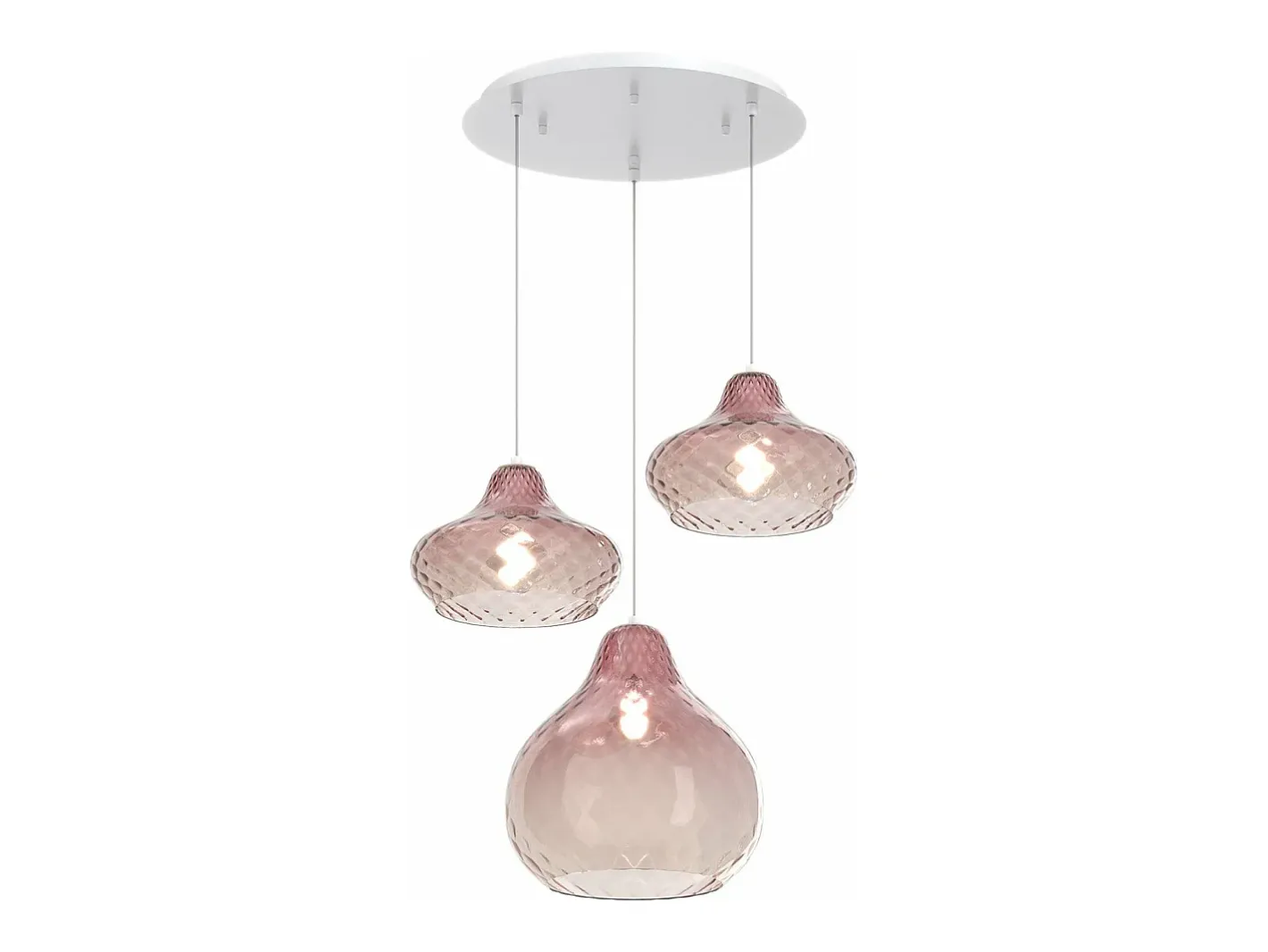 Sosp. Bianco 3 Luci Tonda Vetri (2 X Piccolo + 1 X Grande) Tutti Rubino Marru00f3n chocolate Outlet