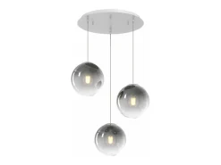 Outlet Sosp. Bianco 3 Luci Tondo Vetri Piccoli Fume' Blanco