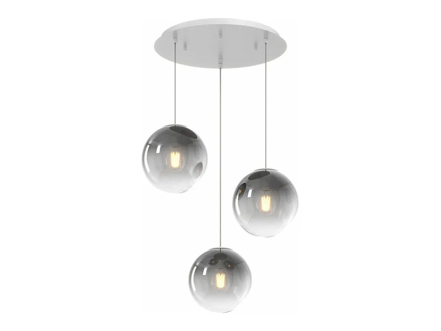 Outlet Sosp. Bianco 3 Luci Tondo Vetri Piccoli Fume' Blanco