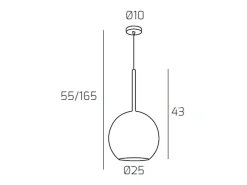 Lámpara Suspendida-Sosp. Cromo 1 Luce Grande Ambra Plateado