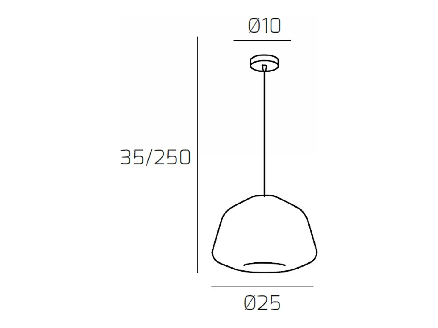Outlet Sosp. Cromo 1 Luce Vetro Alpha Ambra Plateado