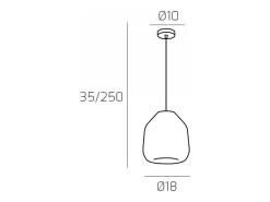 Hot Sosp. Cromo 1 Luce Vetro Beta Ambra Plateado