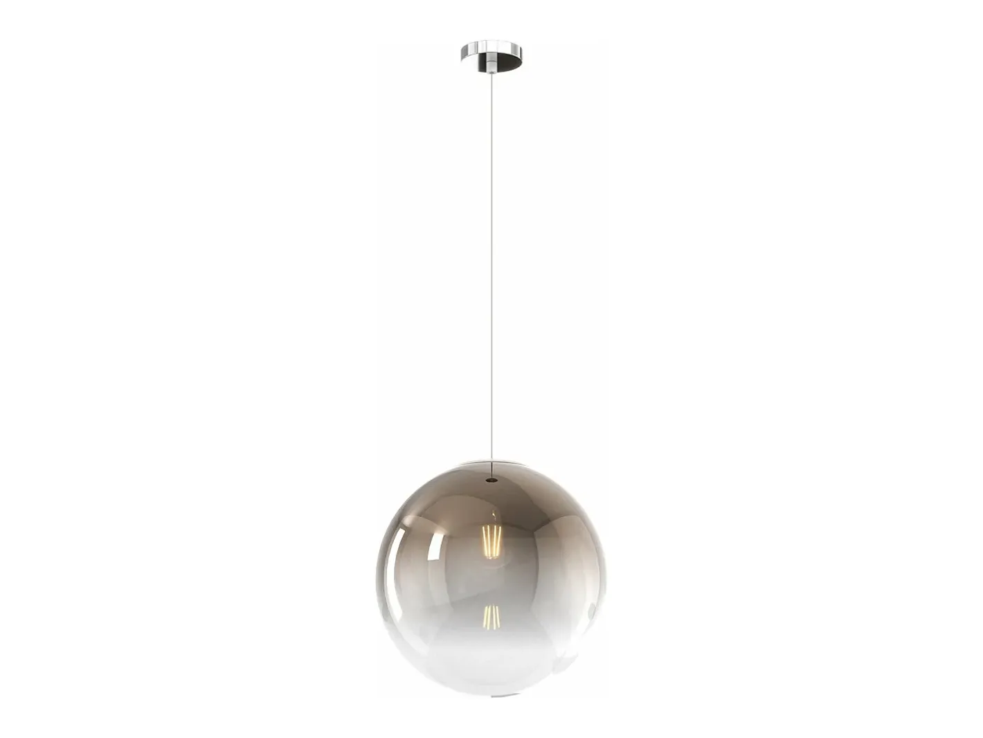 Online Sosp. Cromo 1 Luce Vetro Grande Bronzo Bronce
