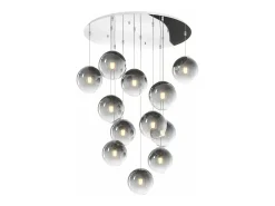 Sosp. Cromo 12 Luci Tonda Vetri Piccoli Fume' Plateado Outlet