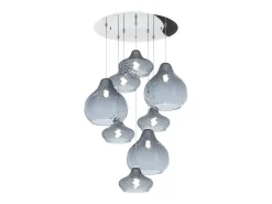 Best Sosp. Cromo 8 Luci Tonda Vetri (5 X Piccolo + 3 X Grande) Tutti Zaffiro Plateado