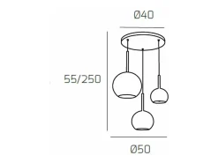 Outlet Sosp. Cromo Tonda 3 Luci Vetri 1 Grande Or +1 Medio Cr +1 Piccolo Ra Plateado
