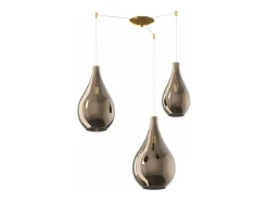 Sosp. Ottone Sat. 3 Luci Spostabile Vetri (1 Piccolo+1 Medio+1 Grande) Tutti Bronzo Bronce Outlet