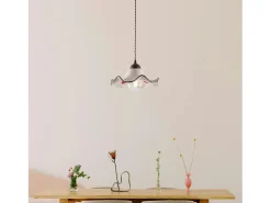 Sospensione 1 Luce Anemone In Ferro Laccato Ruggine E Ceramica Decorata Marru00f3n chocolate Sale