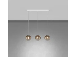 Sospensione Bianco 3 Luci Rettangolare Vetri Bronzo Bronce Best