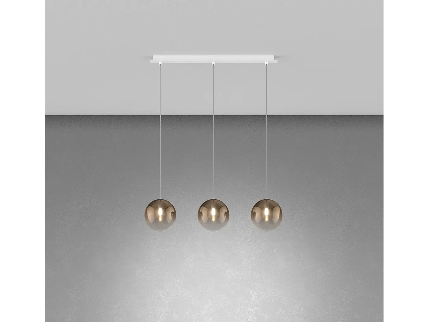 Sospensione Bianco 3 Luci Rettangolare Vetri Bronzo Bronce Best