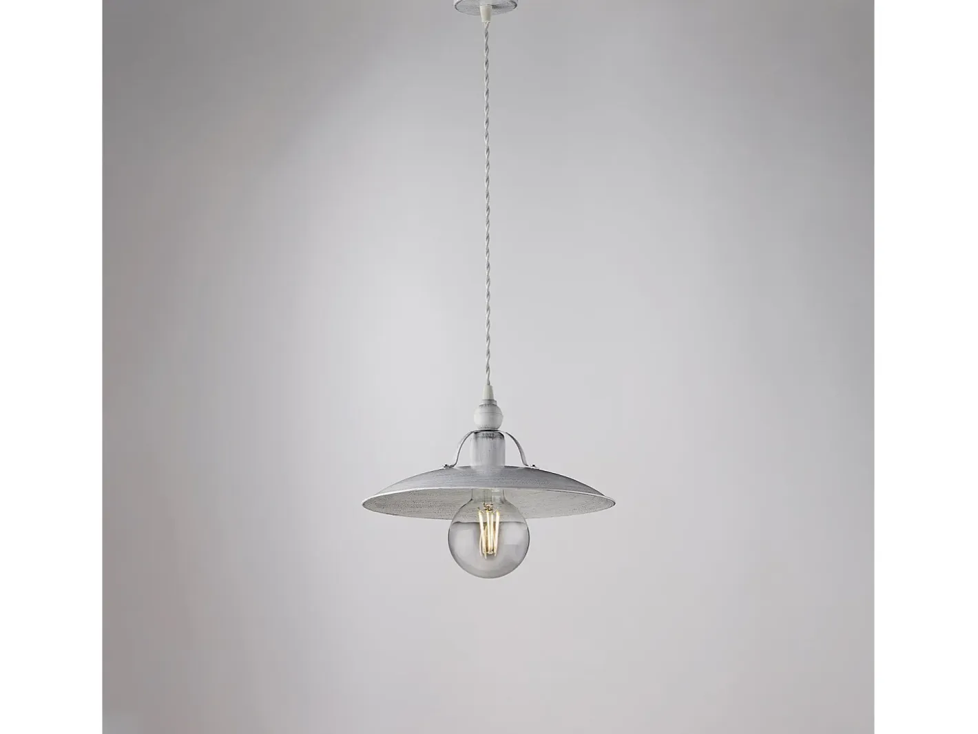 Hot Sospensione Cantina Stile Industrial 1 Luce Ferro Bianco E Argento Blanco