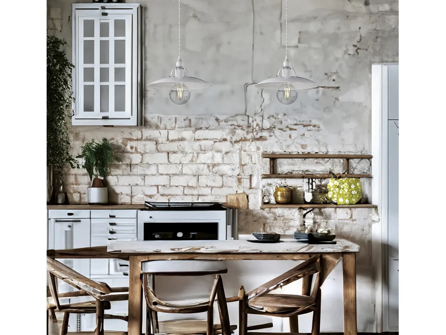 Hot Sospensione Cantina Stile Industrial 1 Luce Ferro Bianco E Argento Blanco