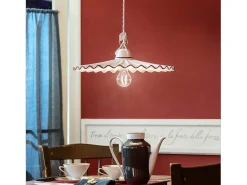 Ferroluce Sospensione Classica L'Aquila Ottone E Ceramica Decorato Diam. 41Cm 1 Luce E27 Marru00f3n Clearance