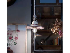 Ferroluce Sospensione Classico Asti Ferro E Ceramica Ottone Satinato Decorato 1 Luce E27 Rojo Clearance