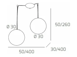 Lámpara Suspendida-Sospensione Contemp Glitter Metallo Cromo Vetro Soffiato Trasp 2 Luci E27 30Cm Blanco