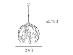 Lámpara Suspendida-Sospensione Contemporanea Chain Metallo Bianco E Cromo 1 Luce E27 Blanco