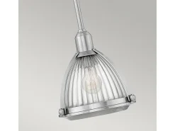 Lámpara Suspendida-Sospensione Contemporanea Elroy Acciaio Nichel Spazzolato Vetro 1 Luce E27 Gris
