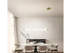 Lámpara Suspendida-Sospensione Contemporanea Bubbles Alluminio Oro Vetro Trasparente Led 50W 3000K Transparente