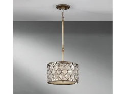 Lámpara Suspendida-Sospensione Contemporanea Lucia In Acciaio Argento Brunito Cristallo 1 Luce E27 Plateado