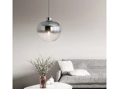 Outlet Sospensione Contemporanea Bowl Metallo Cromo Vetro Fumè 1 Luce E27 Gris
